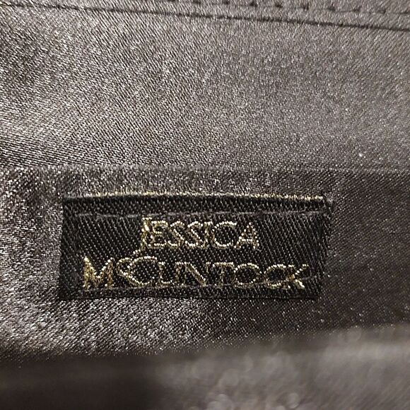 Jessica McClintock Black Pleated Shoulder/Clutch Evening Baguette Bag - Picture 6 of 10